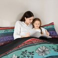 thumbnail image 4 of Homewish Retro Bohemian Flowers Twin Comforter Sets,Geometric Stripes Bedding Set,Red,Black Reversible,2-Piece,1 Comforter and 1 Pillowcase, 4 of 7