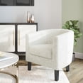 thumbnail image 2 of BELLEZE Living Room Chair, Teddy Polyester Accent Chair Barrel Round Club Tub Sofa Chair for Bedroom, Corner Chair with Flared Legs and Plush Cushion - Highland (White), 2 of 6