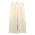 thumbnail image 6 of Adeawade Trousers Pants For Women High Waist Pants Straight Leg Cropped Trousers With Elastic Scalloped Hem Linen Blend Fabric Durable Wear 2Xl White, 6 of 8