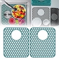 thumbnail image 2 of Silicone Sink Mat,Protector Grid Liner with Center Drain Hole, Non Slip Kitchen Basin Cushion Pad for Bottom of Stainless Steel Porcelain Sink(Green), 2 of 9