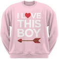 thumbnail image 1 of I Love This Boy Light Pink Adult Crew Neck Sweatshirt, 1 of 1