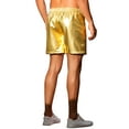 thumbnail image 3 of INSPIRE CHIC Metallic Shorts for Men's Elastic Drawstring Party Holographic Sparkly Shiny Hot Shorts with Pocket 34 Golden, 3 of 5