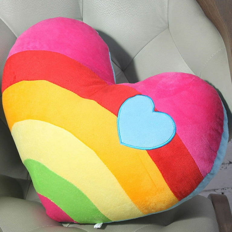 Rainbow Heart shaped 1PC Throw Pillow Heart Style Soft Plush Bolster Cushion Car and Home Decor Gift Item Walmart