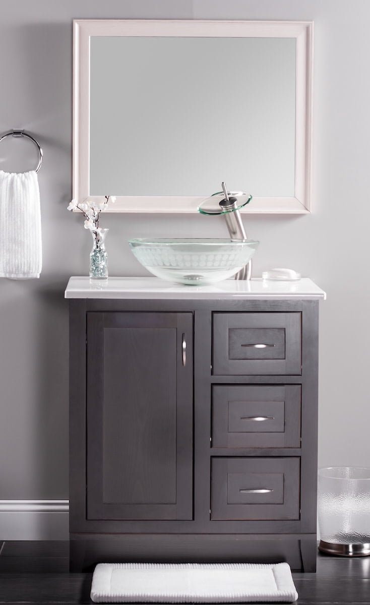 Miseno MNO-851-BN Circular 16-1/2" Glass Bathroom Sink; Brushed Nickel Drain