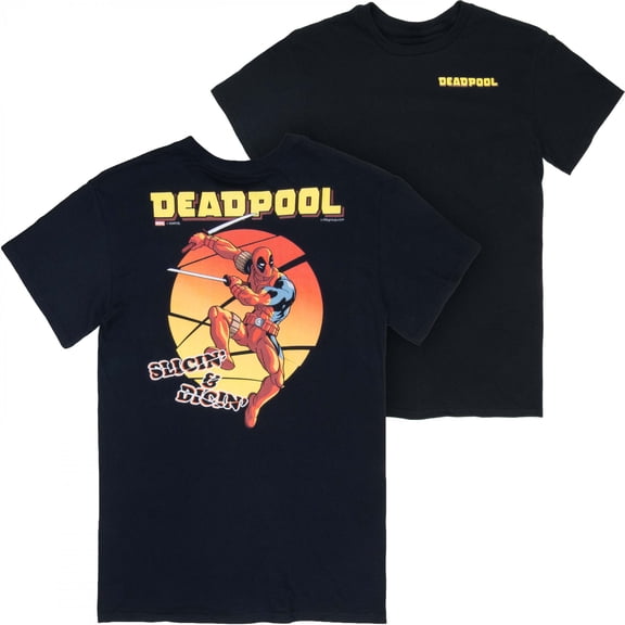 Deadpool Slicin' and Dicin' Front and Back Print T-Shirt-2XLarge