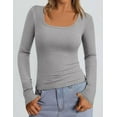 thumbnail image 3 of PRETTYGARDEN Womens Long Sleeve Tops Fall Clothes Scoop Neck Ribbed Knit Basic Tees Shirts Going Out Trendy Outfits, 3 of 7