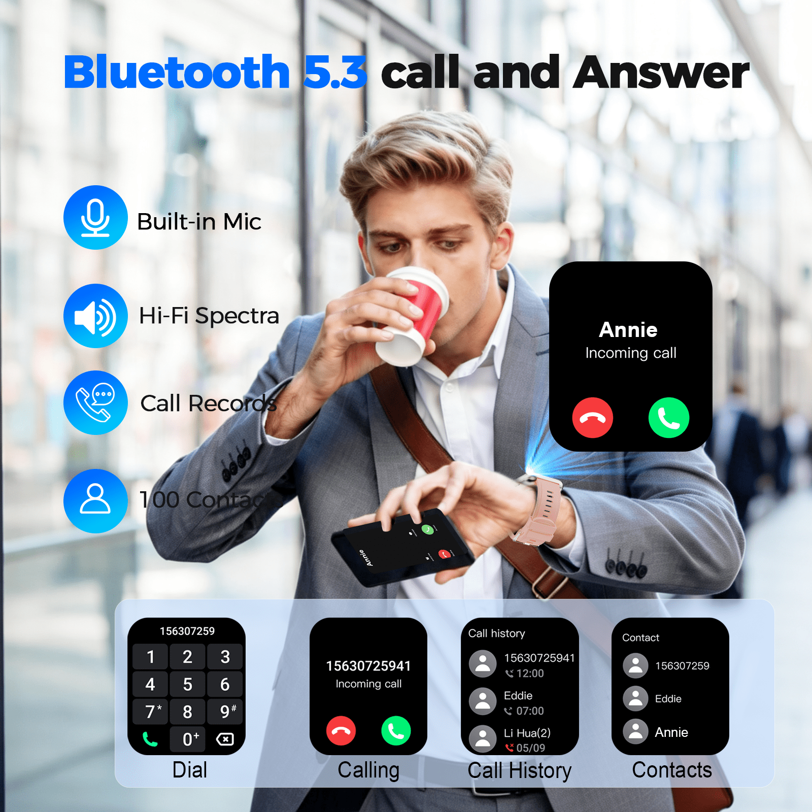 Smart Watch for Men Women Fitness,1.96" HD Touch Screen Fitness Tracker with Bluetooth Call Answer/Dial,Fitness Watch with 100+ Sports Modes,Pedometer,Calorie Counter,IP68 Waterproof Smartwatch Compa