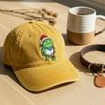 thumbnail image 5 of Christmas Hats for Men Women, Adjustable Embroidered Christmas Baseball Cap, Frog with Santa Hat Pattern (Yellow), 5 of 8