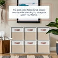 thumbnail image 4 of Ornavo Home Foldable Collapsible Storage Box Bins Linen Fabric Shelf Basket Cube Organizer with Leather Handles - Set of 6 - 13 x 13 x 13 - White/ Khaki, 4 of 5