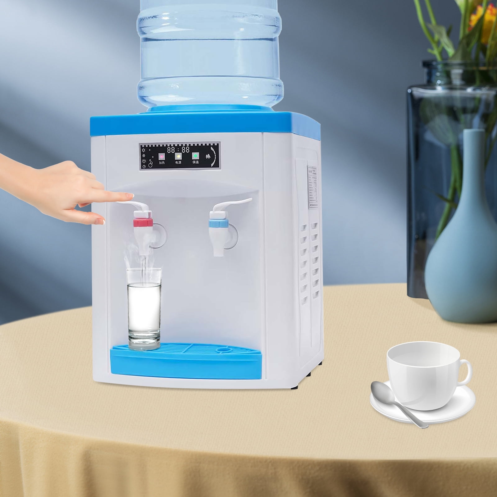 Peakora Hot/Cold Water Dispenser with 194℉ Heating Power 46℉ Cooling Power Portable Desktop White and Blue Top Loading Water Dispenser for Both Home and Commercial Places