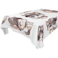 thumbnail image 2 of 54x54 Inch Tablecloth Polyester Square Tablecloth for Home Kitchen Dinner Decor Cat Wearing Baseball Cap, 2 of 9