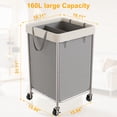 thumbnail image 5 of BGTREND 160L Rolling Laundry Hamper with Removable Bag, Round Steel Frame and Handle, Gray, 5 of 5