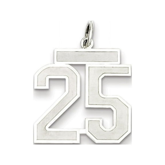 The Black Bow Sterling Silver, Jersey Collection, Medium Number 25 Pendant