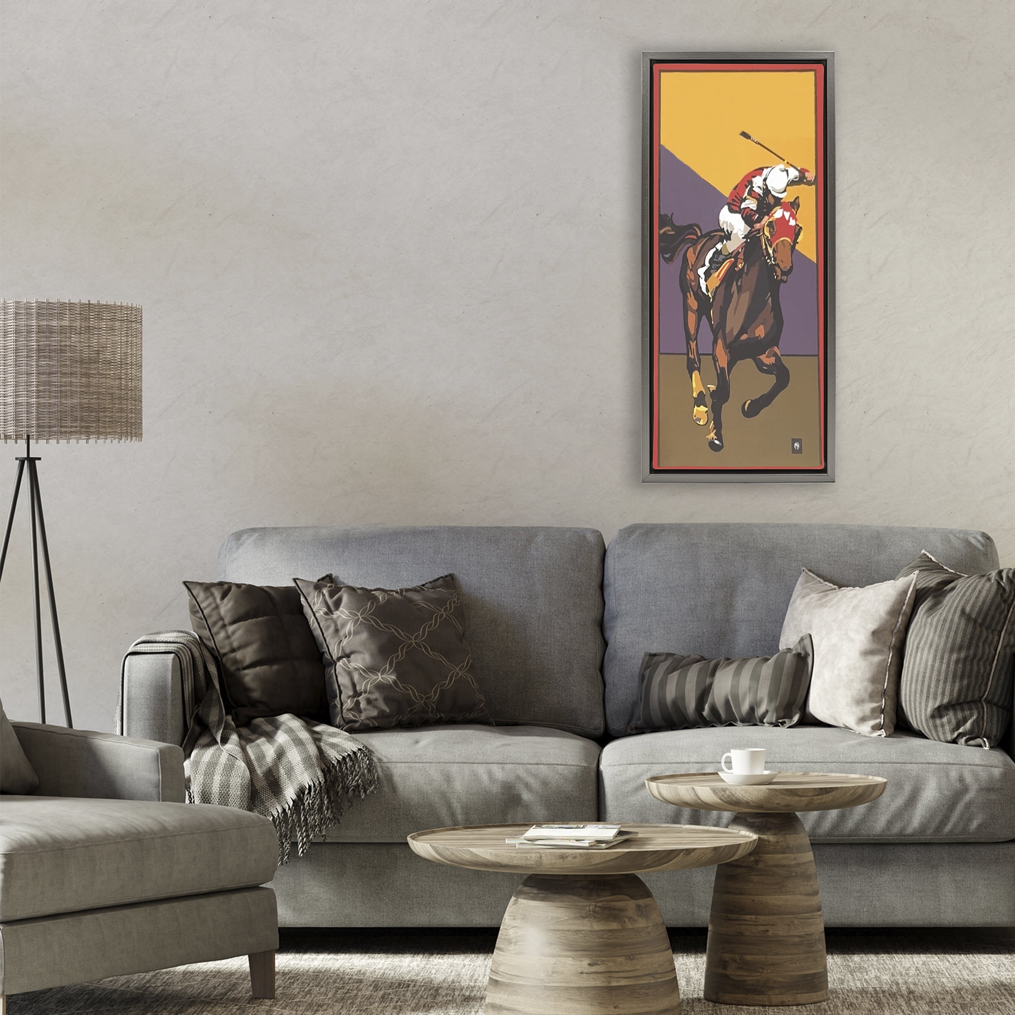 Stupell Industries The Race Final Stretch Gray Framed Floater Canvas Wall Art, design by Jadei Graphics