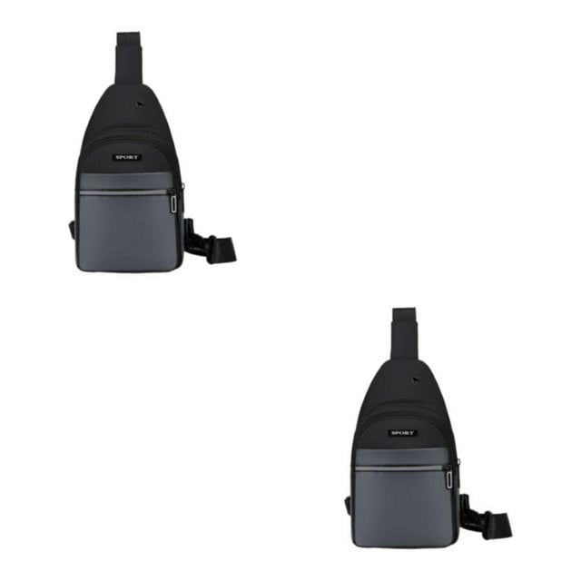 kurtrusly Sac de Poitrine Extérieur Mains Libres Sans Charge Polyester Doux Grande Capacité Facile à Transporter pour Hommes Gris 2Set