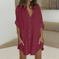 thumbnail image 2 of Vestidos Para Mujer , Vestidos Casuales, Vestido Camisero, Minivestido Corto, Manga 3/4, Camisa de Retazos de Color Sólido Odeerbi ODB133484, 2 of 8