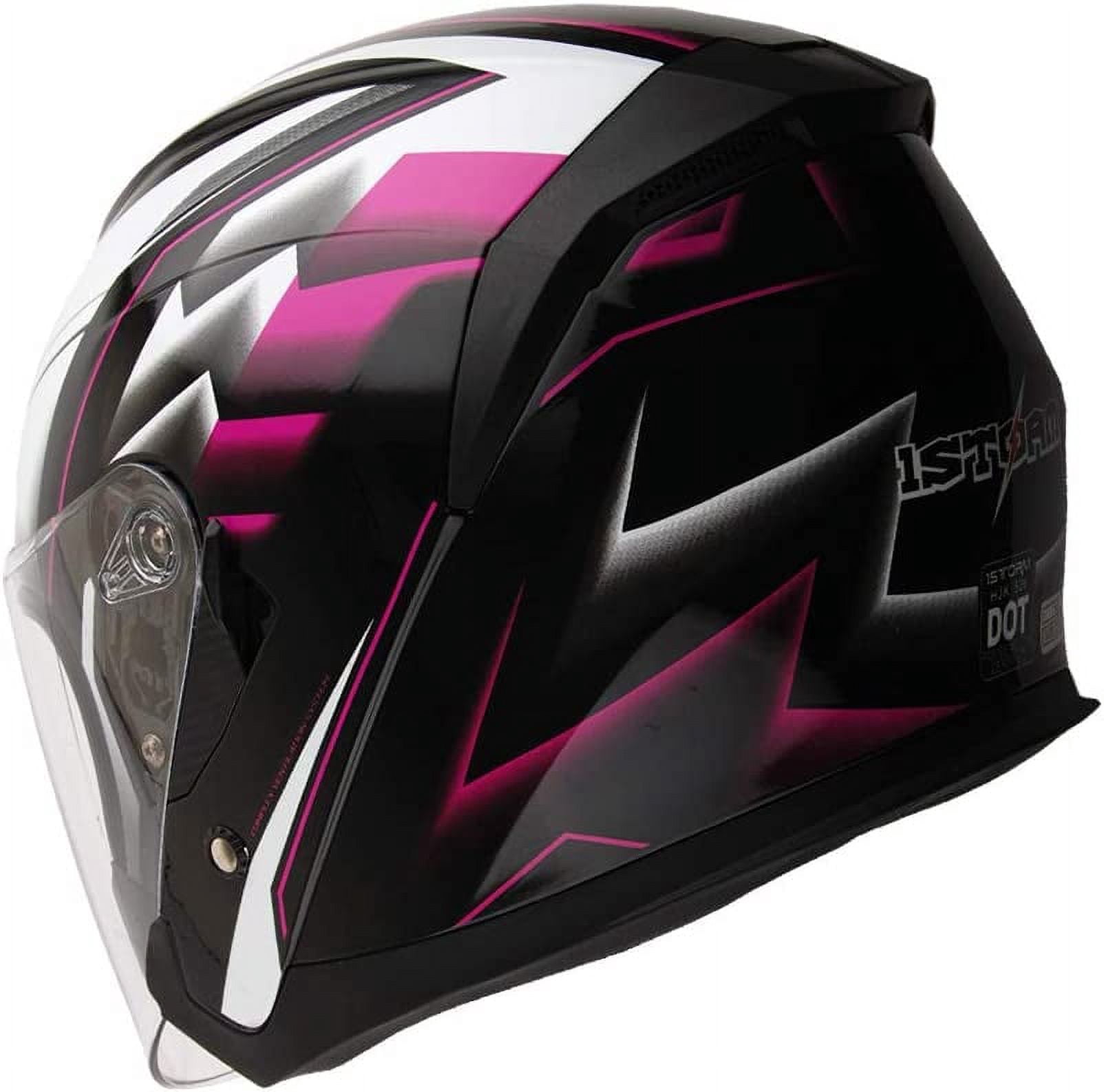 1STORM MOTORCYCLE OPEN FACE HELMET SCOOTER CLASSICAL KNIGHT BIKE DUAL LENS/SUN VISOR HJK526 Racing Pink