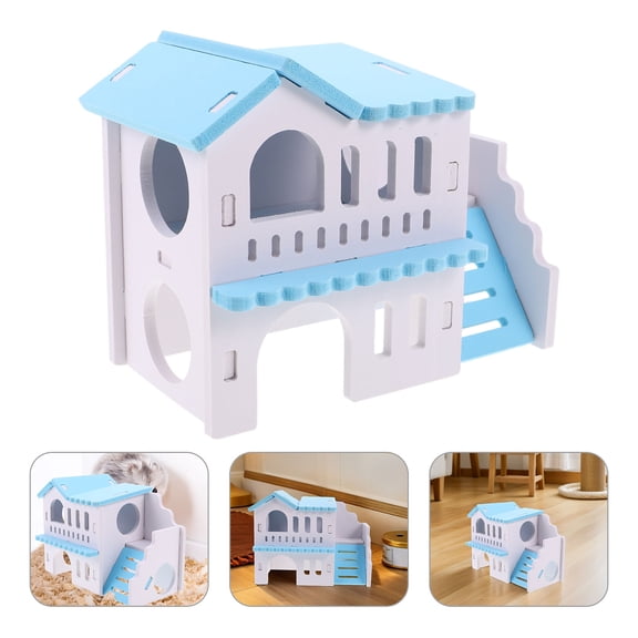 SEWCHICS Double Layered Wood Hamster Bed House Cozy Hideaway Small Pets Guinea Pigs Bedding