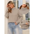 thumbnail image 2 of DARING DIVA Turtleneck Sweater Long Sleeve Knit Pullover Sweaters XL Khaki, 2 of 6