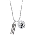 thumbnail image 1 of Delight Jewelry Silvertone Forever Silvertone Script Initial Disc - R - Charm Necklace, 20"+3", 1 of 4
