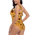 thumbnail image 6 of Daiia Modern Wood Grain Sunflower Women's One Piece Swimsuits Personalized One Shoulder Swimwear Asymmetric Ruffle Bathing Suits-XX-Large, 6 of 8