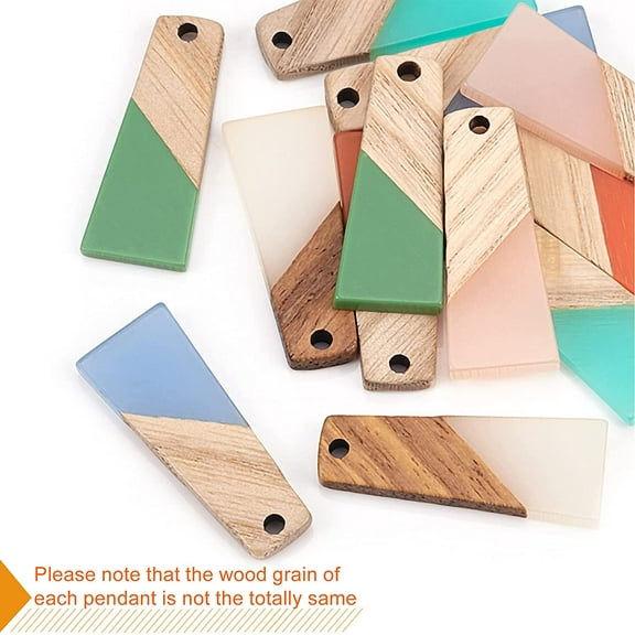 1box Dangle Earring Making Kits Including Resin & Wood Pendants Brass Earring Hooks & Jump Rings Trapezoid Mixed color Pendants: 30x12x3mm Hole: 2mm 6 colors 2pcs/color 12pcs/box