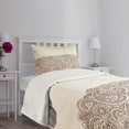thumbnail image 3 of Ambesonne Oriental Quilted Bedspread Set 2 Pcs, Mandala Paisley Pattern, Twin Size, Brown Tan, 3 of 5
