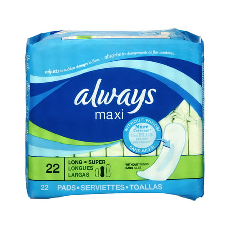 Always Maxi without Wings Long/Super Pads - 22 CT - Walmart.com