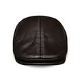 thumbnail image 2 of Men's Genuine Real Leather Baseball Caps Hats Brand New Cow Skin Beret Newsboy Hat Cap Black Brown Coffee ,Classic Design, 2 of 3