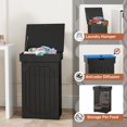 thumbnail image 3 of Trash Can Cabinet, 13 Gallon Kitchen Garbage Can, Wooden Recycling Trash Bin, Freestanding Dog Proof Trash Can, Farmhouse Trash Cabinet with Lid for Home Kitchen Bedroom, Black, 3 of 18