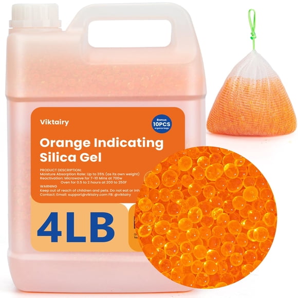 Gel de sílice Desecant Beads Viktairy Premium, color naranja, 1,8 kg, 10 unidades