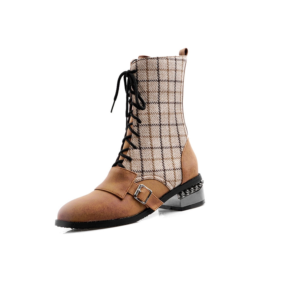 chunky heel mid heel suede Brown 