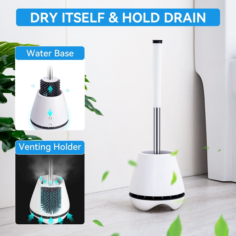 Fuvuan Toilet Bowl Brush and Holder Set, White photo 8