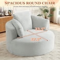 thumbnail image 3 of Muumblus 48.8" Oversized Accent Barrel Chair, Fluffy Round Lazy Sofa Chair for Adults, No Assembly Required, Light Gray Corduroy, 3 of 9