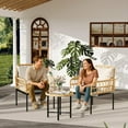 thumbnail image 5 of Garvee 3 Pieces Outdoor Patio Furniture Set with Table, All-Weather Boho Wicker Rattan Patio Sectional Sofa, Metal Frame, Detachable Cushions, for Patio, Balcony, Backyard, Deck, Poolside, Beige, 5 of 8