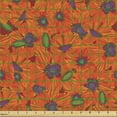 thumbnail image 2 of Ambesonne Floral Fabric by the Yard Upholstery, Vibrant Tones Poppy Flowers, 1 Yard, Burnt Sienna Eggplant, 2 of 5