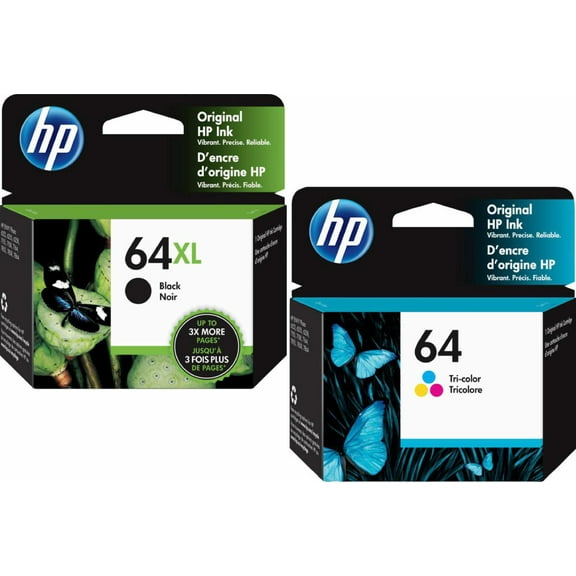 HP 64XL Black and 64 STD Tricolor color Ink Cartridge Combination (N9J92AN   N9J89AN)
