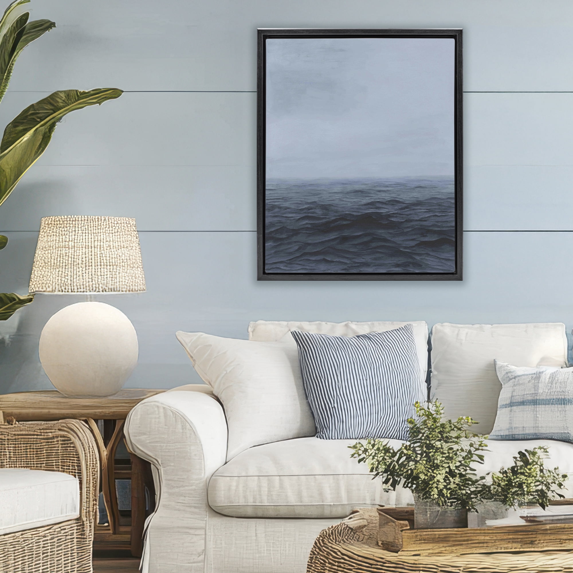 Stupell Industries Vast Ocean Expanse Black Framed Floater Canvas Wall Art, design by Michael Willett