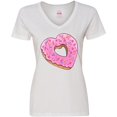 thumbnail image 3 of Inktastic Heart Shaped Donut with Pink Icing and Sprinkles Women's V-Neck T-Shirt, 3 of 5