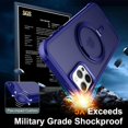 thumbnail image 4 of 360° Rotatable Stand for iPhone 12 Pro Max Case with Magnetic [ Grade Drop Tested][Adjustable Kickstand] Ring Translucent Slim Hard Back Soft Edge, Blue, 4 of 6