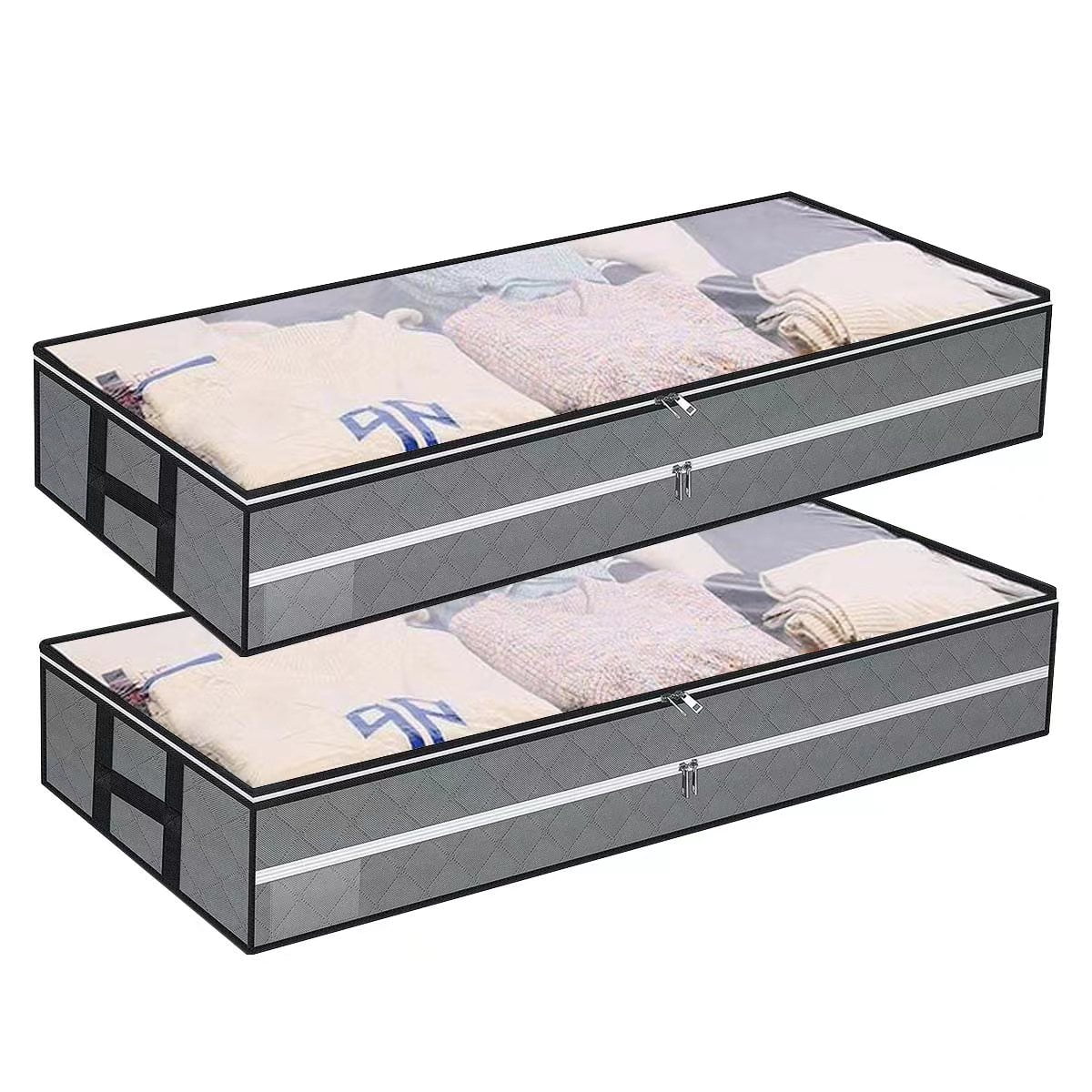 96L Under Bed Storage Bags with Reinforced Handle, 2Pcs Underbed