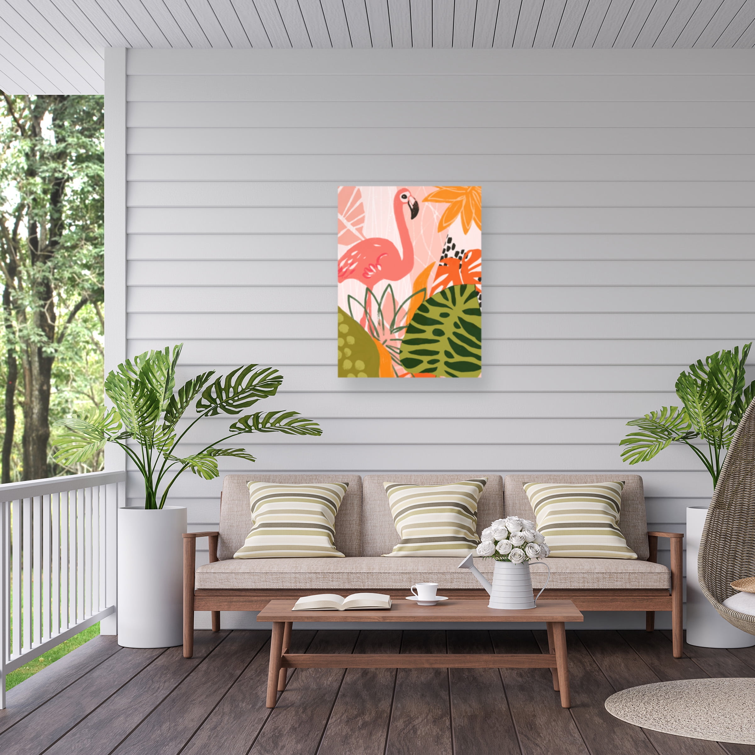 June Erica Vess 'Jungle Flamingo II' Outdoor Canvas 47x47