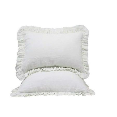 The Great American Store Premium Collections 600TC 100% Natural Cotton 2PC (30 X 30, Solid White) Decorative Edge Ruffle Pillow Sham, Hotel Quality, Elagant, Super Soft, Stain & Wrinkle