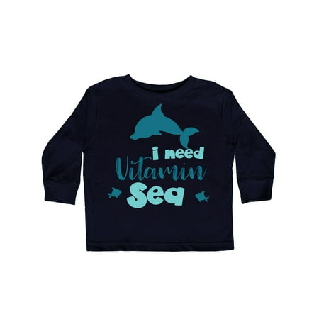 

Inktastic I Need Vitamin Sea Dolphin Fishes - Blue Gift Toddler Boy or Toddler Girl Long Sleeve T-Shirt