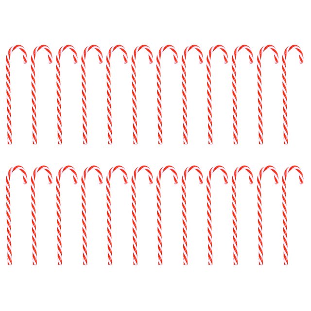 24PCS Practical Christmas Decoration Props Classical Walking Stick Shape Decor Tool(Red and White)