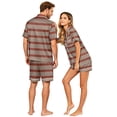thumbnail image 4 of Men's Pajama Sets Button Up Pajamas for Women Matching Pj Set Women Plaid Button Down Soft Cooling Sleepwear with Pockets Women Men Short Sleeve Matching Pajamas Set for Couples Lounge 2Pcs, Red, 2XL, 4 of 5