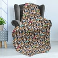 thumbnail image 4 of Animals Soft Flannel Fleece Throw Blanket, Cats and Dogs Friends Together Community Happy Faces Seamless Illustration, Cozy Plush for Indoor and Outdoor Use, 50" x 60", Multicolor, by Ambesonne, 4 of 5