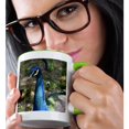 thumbnail image 2 of 3drose, Bright Colored Peacock, 15oz Two-tone Green Mug, 2 of 6