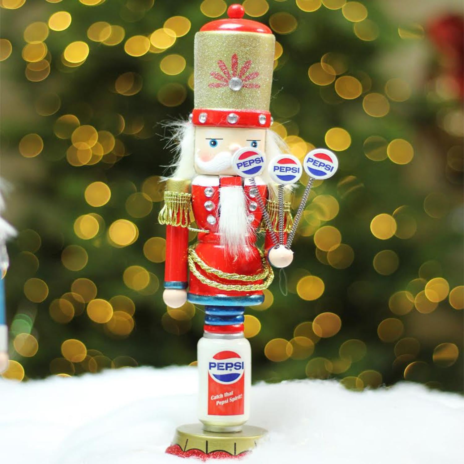 NorthLight 12 in. Decorative Red, Blue &amp; White Wooden Pepsi General Christmas Nutcracker