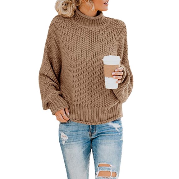 Sherrylily Fall Women Turtleneck Sweaters Batwing Pullover Winter Loose Knit Jumper